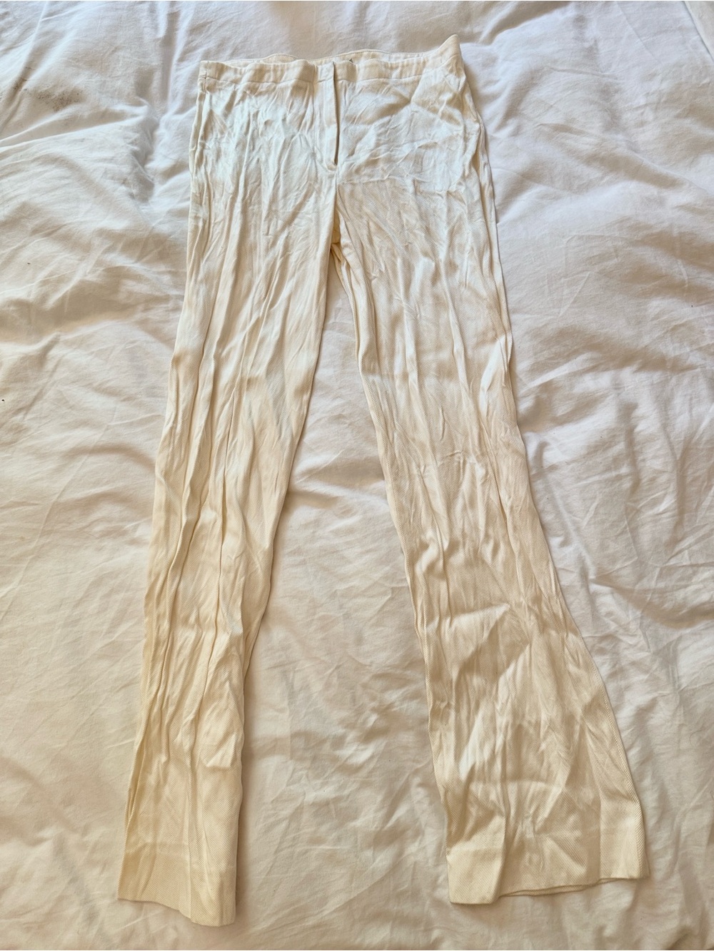 Helmet Lang Silky Cream Straight Leg Trousers Retail $698
